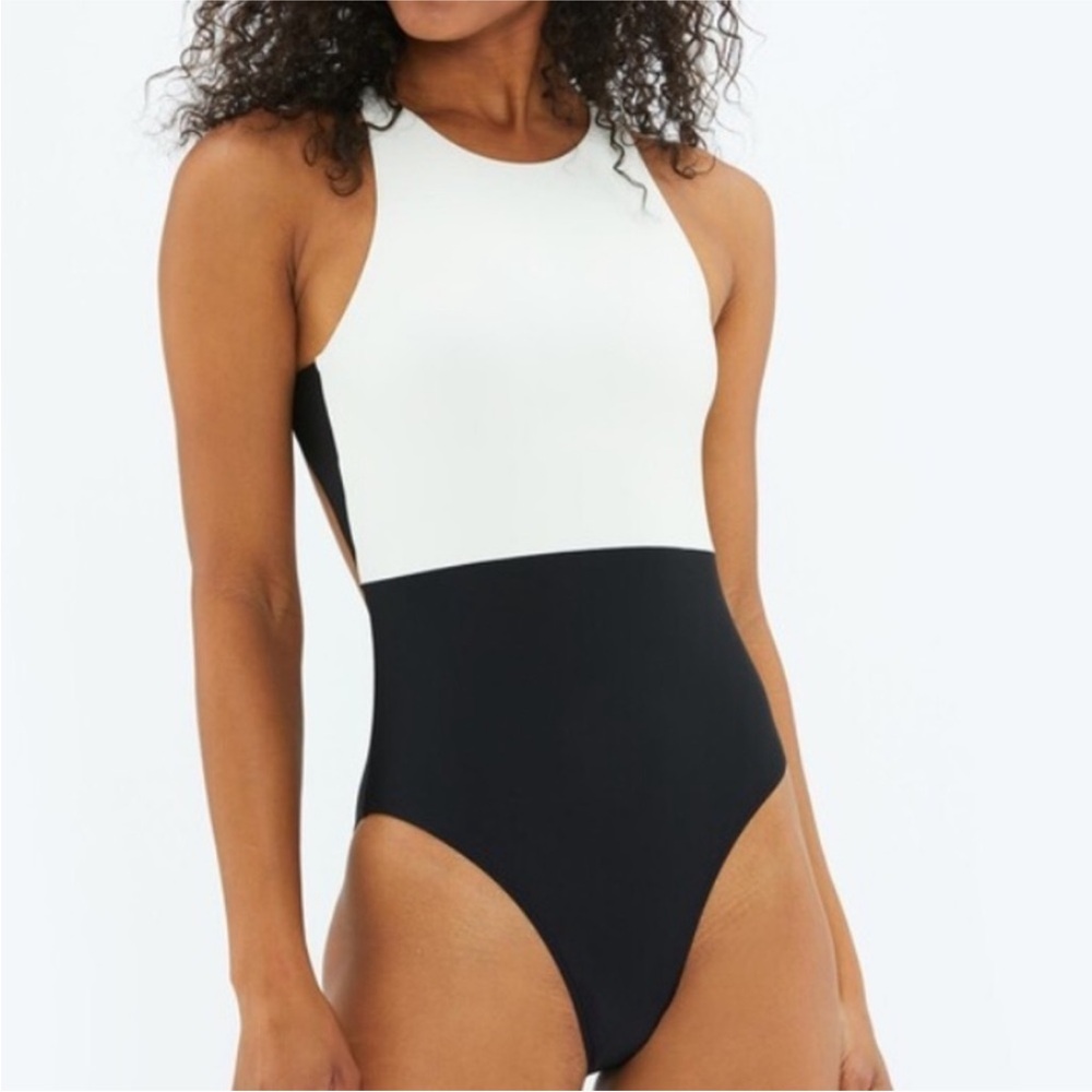 Summersalt The Cove Black and White Colorblock One Piece Swimsuit Size 14 NWT